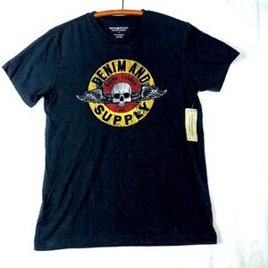 Denim & Supply Ralph Lauren Skull Graphic T Shirt Mens M Black 100% Cotton NWT